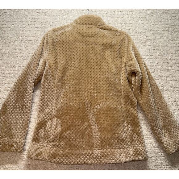 Calvin Klein Velour Fleece Jacket Men’s Medium Tan Textured Full Zip - Picture 7 of 8